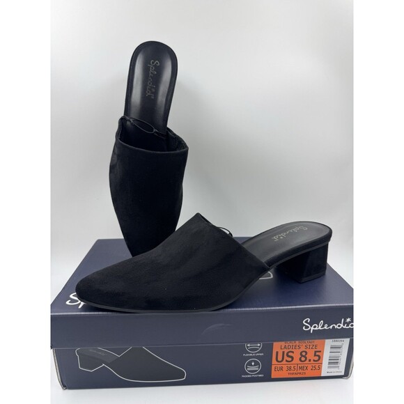 Splendid Womens 8.5 Shoes Black Mule Slip-On Padded Flexible Upper 1.5" Heel New - Picture 1 of 16